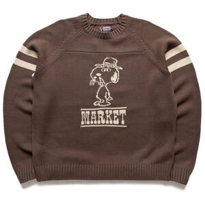 Peanuts x Market Spike Knit Brown Snoopy Collaboration Sweater NWT, US Men's MED